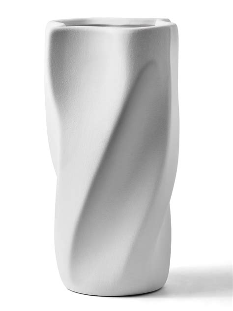 White Ceramic Vase, Handcrafted Exquisite Wave Pattern, Sand Surface, Unglazed Ceramic Vase for ...