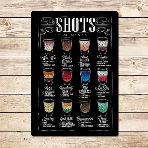 Shots Menu Cocktail Bar Sign Garden Pub Home Bar Man Cave - Etsy UK