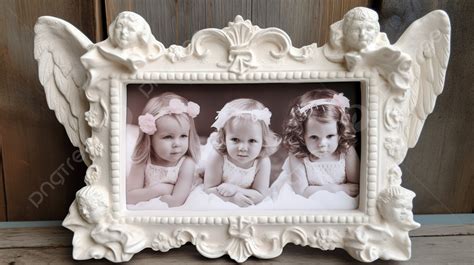 Three Angel Angel Wings Picture Frames In Beige Paint Background, Angels Picture Frame, Frame ...