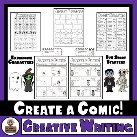 Halloween Comic Strip Writing Templates, Characters, and Story Starters | Story starters, Fall ...