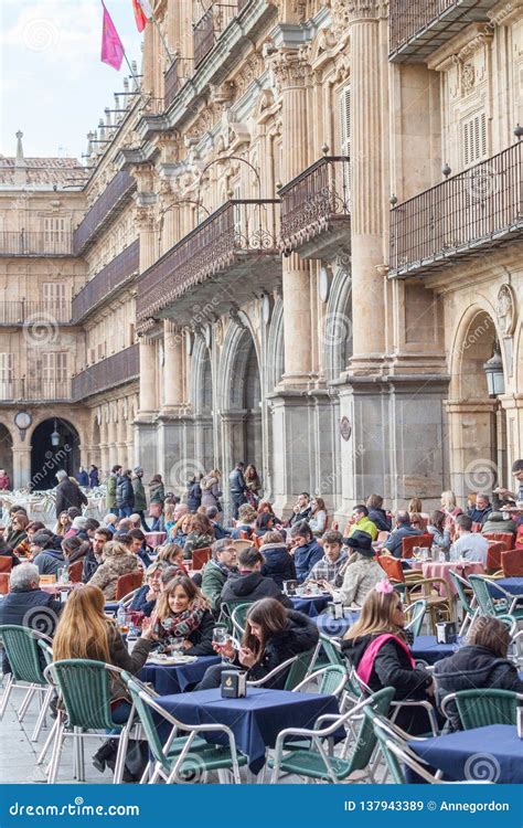 Tourist on the Historical Plaza Mayor Main Square, Salamanca Editorial Stock Image - Image of ...