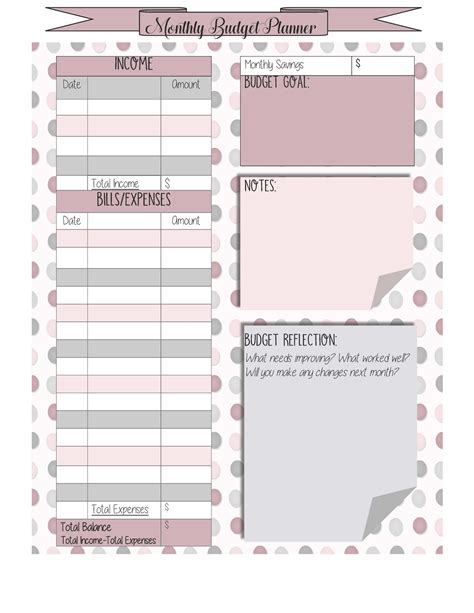 Monthly Budget Planner - Prudent Penny Pincher