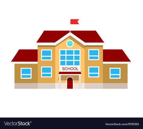 Flat of school building Royalty Free Vector Image