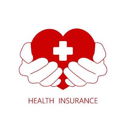 Health Insurance Icon Logo Vector Graphic Design Hands And Red Cross Stock Illustration ...