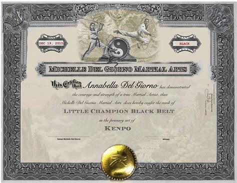 Little Champions Black Belt Certificate - Martial Arts Certificates