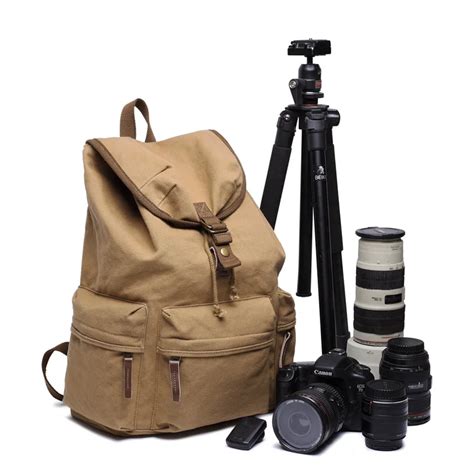 Dslr camera photo bag insert lens case waterproof Travel double shoulder backpack bagpack Canvas ...