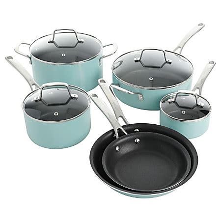 Martha Stewart Aluminum Cookware Set Mint - Office Depot