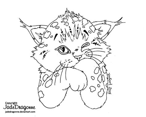 Baby lynx - Lineart by JadeDragonne on DeviantArt