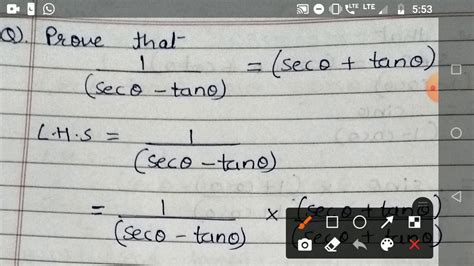 Grade10 prove that 1/ sec theta - tan theta = sec theta + tan theta ...