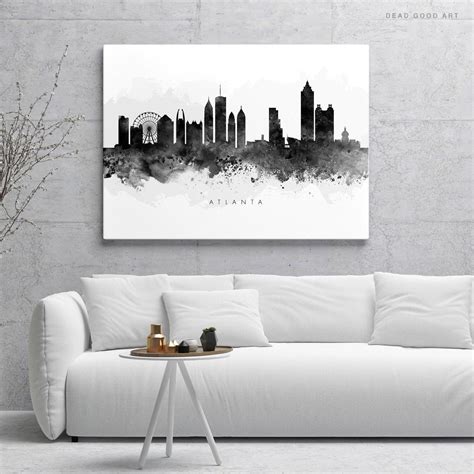 Atlanta Skyline PRINTABLE Black & White Watercolour USA | Etsy