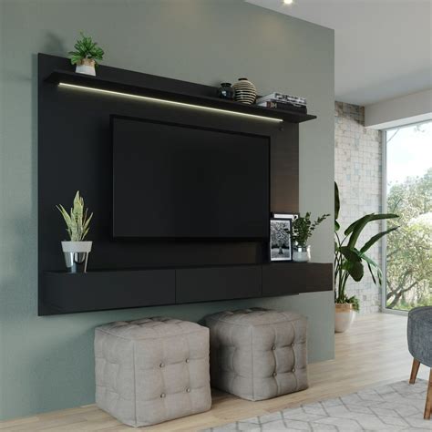 Bliss Wall-Mounted Entertainment Center with TV Panel by Naomi Home-Accent:Black,Finish:Black ...