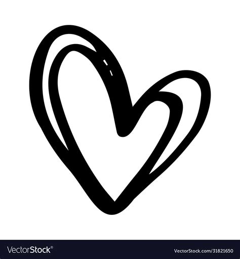 Doodle heart symbol sketch love Royalty Free Vector Image