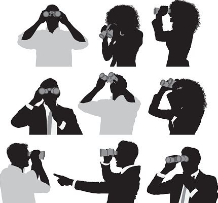 People Using Binocular Stock Illustration - Download Image Now - iStock