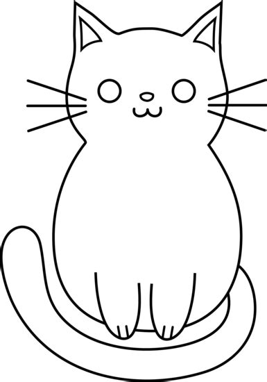 Simple Black And White Cat Drawing