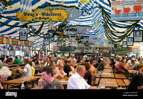 Oktoberfest beer garden Theresienwiese Munich Germany Stock Photo - Alamy