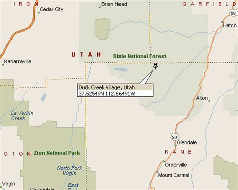 Duck Creek Village, Utah Map