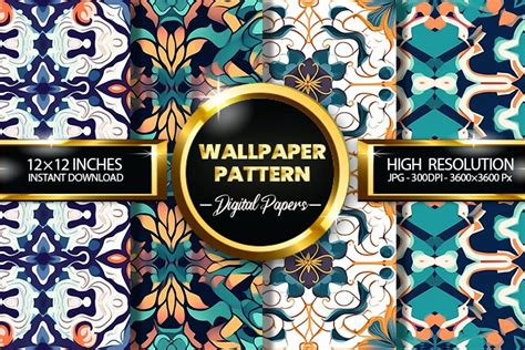 Wallpaper Pattern Digital Papers - 04 Variations (2992685)