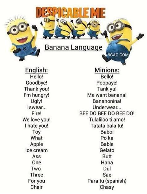 How To Speak Minion | Funny minion quotes, Funny minion pictures ...