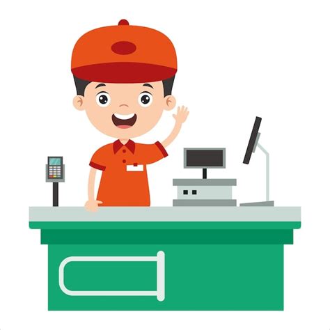 Premium Vector | Cartoon drawing of a cashier