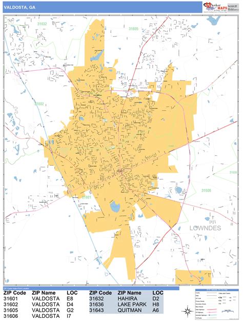 Valdosta Georgia Wall Map (Basic Style) by MarketMAPS - MapSales