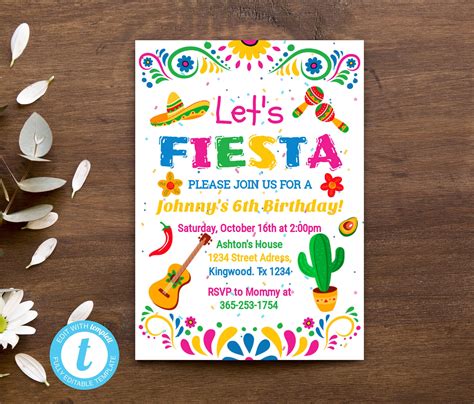 Fiesta Birthday Invitation Template Mexican Invite Lets | Etsy | Fiesta birthday invitations ...