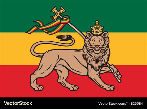 Rastafarian flag with the lion of judah Royalty Free Vector