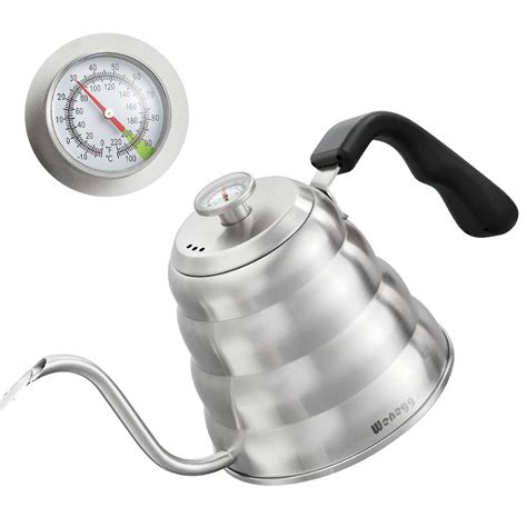 Buy Pour Over Coffee Kettle with Thermometer for Exact Temperature 40 fl oz - Premium Stainless ...