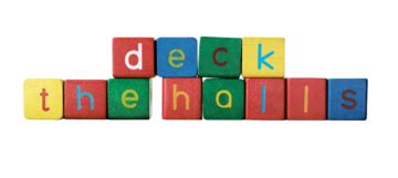 Deck The Halls In Childrens Block Letters Yellow, Greetings, Song ...