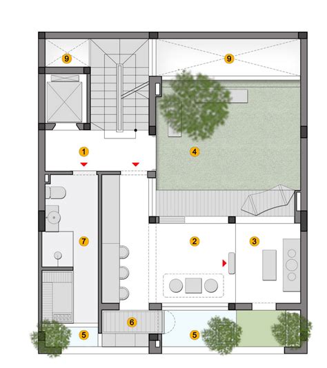 Landmak Architecture House in Vietnam with Planted Courtyards