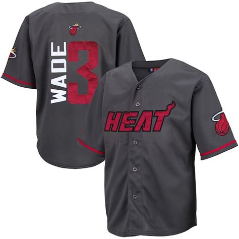 Youth Miami Heat Dwyane Wade Majestic Charcoal NBA Baseball Jersey ...