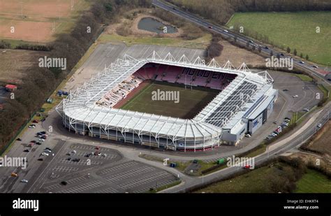 aerial view of Darlington Arena or Northern Echo Darlington Arena, UK ...