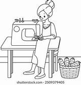 Tailor Sewing T Shirt Outline Coloring Page Stock Vector Royalty Free  sketch template