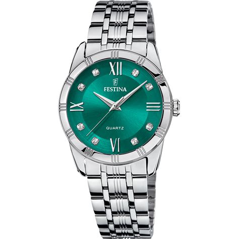 FESTINA WATCH F16940/F GREEN STAINLESS STEEL 316L STRAP, WOMEN