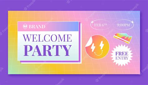 Premium Vector | Gradient welcome party horizontal banner