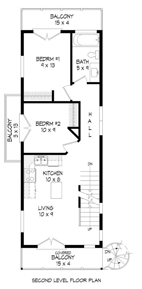 Contemporary, Modern, Narrow Lot House Plan 40839 with 2 Beds, 1 Baths, 2 Car Garage Alternate ...