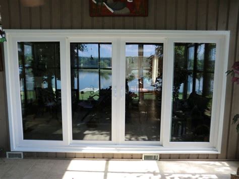 Vinyl Sliding Patio Door And Glass And White Wooden Patio With French ...