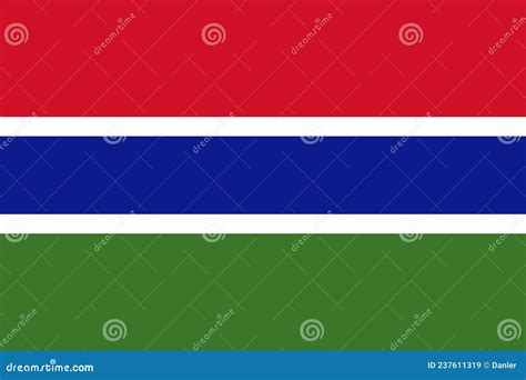 National Flag Republic of the Gambia, Horizontal Tricolor of Red, Blue and Green; Each Band of ...