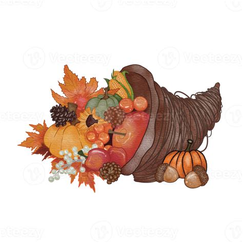 Thanksgiving Cornucopia in Watercolor 13125511 PNG