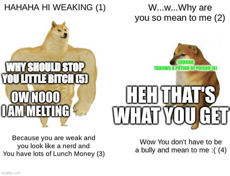 Buff doge is a bully can the cute dog stop him buff doge - Imgflip