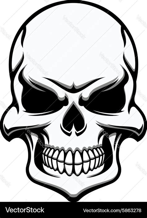 Black and white eerie human skull Royalty Free Vector Image