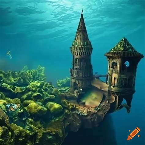 Underwater steampunk medieval tower on Craiyon