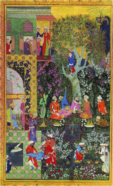 Morghae Golshan, 15th Ac. Persian miniature painting depicting ...