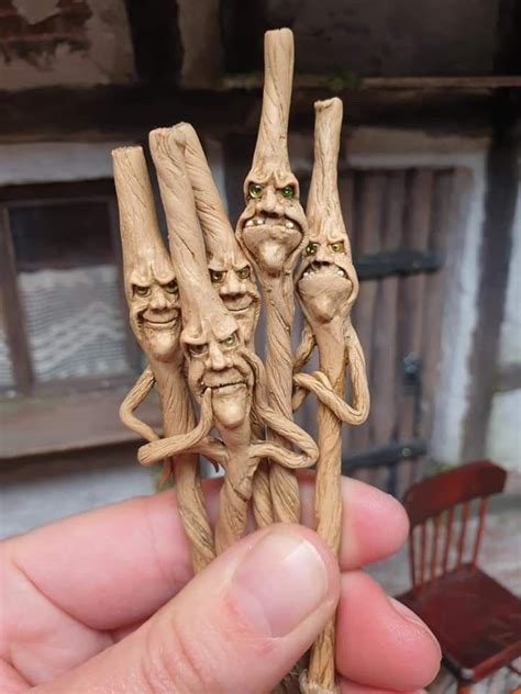 Pin by Georgia Marfels on spooky clay miniatures | Wood carving art, Wood carving faces, Wood ...