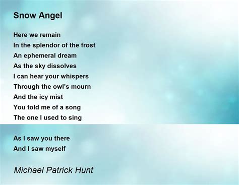 Snow Angel by Michael Patrick Hunt - Snow Angel Poem