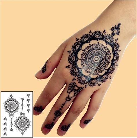 Black Henna Temporary Tattoo For Hands Inspired Body Stickers Gold ...