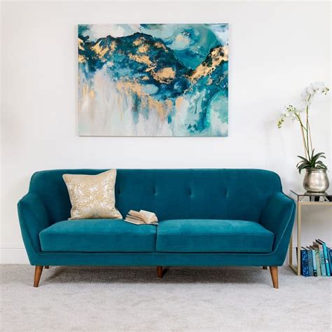 Freddie 3 Seater Teal Sofa | 3 Seater Teal Sofa - Woods Furniture