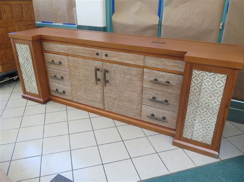 Large 4-Piece Solid Wood Entertainment Center w/ Cabinet & 6 Drawers 120"x30"x43"H - Oahu Auctions