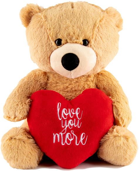 Buy JENVIO I Love You Teddy Bear – Love You More 12 Inch Plush – Heart ...