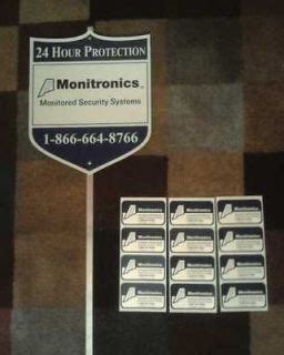 AUTHENTIC MONITRONICS SECURITY ALARM SYSTEM YARD SIGN & 14 WINDOW on ...