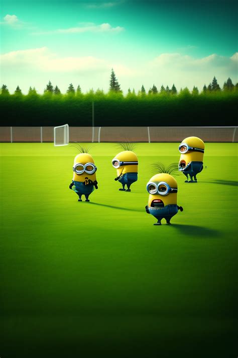 Lexica - Minions playing soccer in a green field